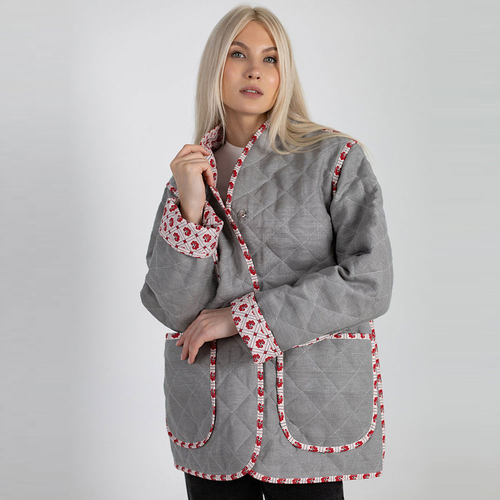 Жакет фуфайка из льна 271Ш/серый - Изображения 2