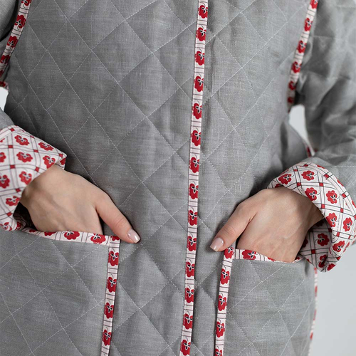 Жакет фуфайка из льна 271Ш/серый - Изображения 3