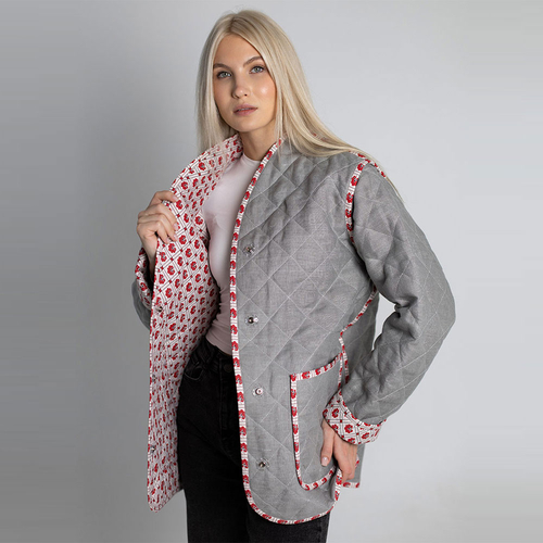 Жакет фуфайка из льна 271Ш/серый - Изображения 4