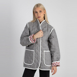 Жакет фуфайка из льна 271Ш/серо-белый - Иконка товара 1