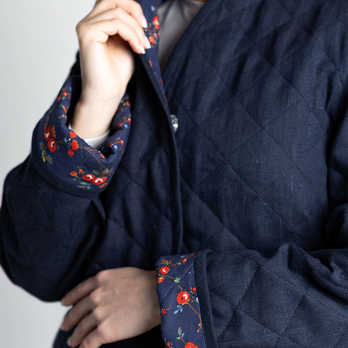 Жакет фуфайка из льна 272Ш/т-синий - Изображения 3