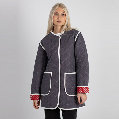 Жакет фуфайка из льна 273Ш/т-серо-белый