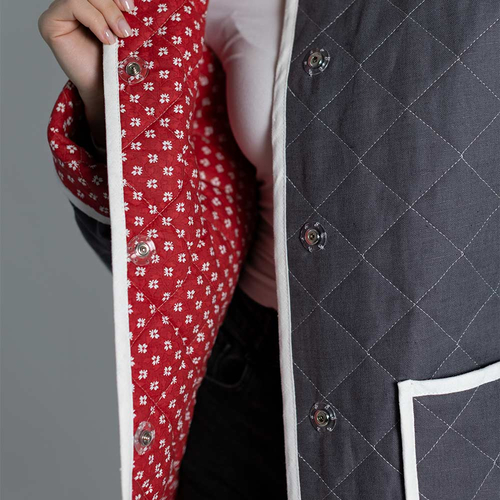 Жакет фуфайка из льна 273Ш/т-серо-белый - Изображения 3