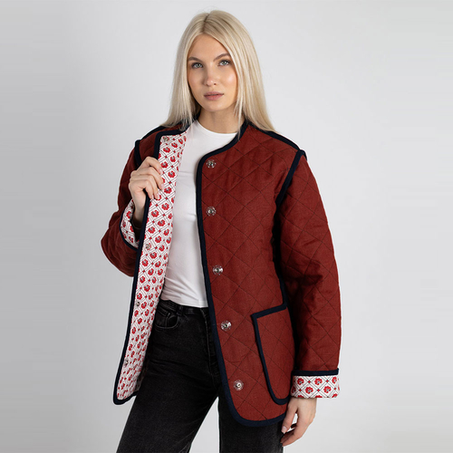 Жакет фуфайка из льна 274Ш/т-красный