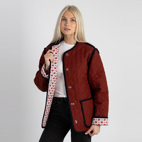 Жакет фуфайка из льна 274Ш/т-красный - Изображения 2