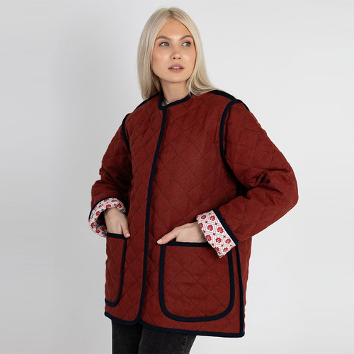 Жакет фуфайка из льна 274Ш/т-красный - Изображения 3