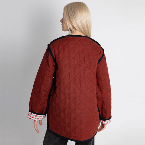 Жакет фуфайка из льна 274Ш/т-красный - Изображения 5