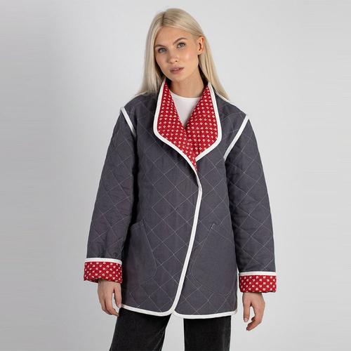 Жакет фуфайка из льна 276Ш/т-серый