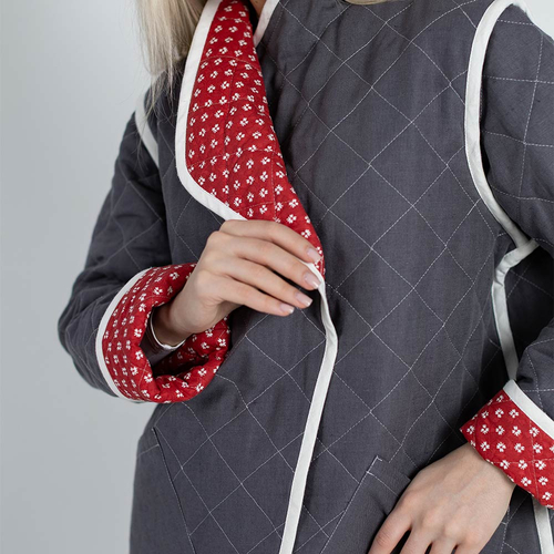 Жакет фуфайка из льна 276Ш/т-серый - Изображения 2