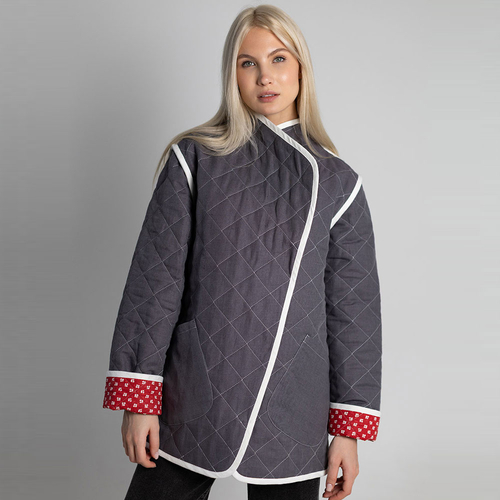 Жакет фуфайка из льна 276Ш/т-серый - Изображения 3