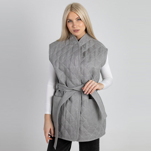 Жилет стеганый из льна 278Ш/серый