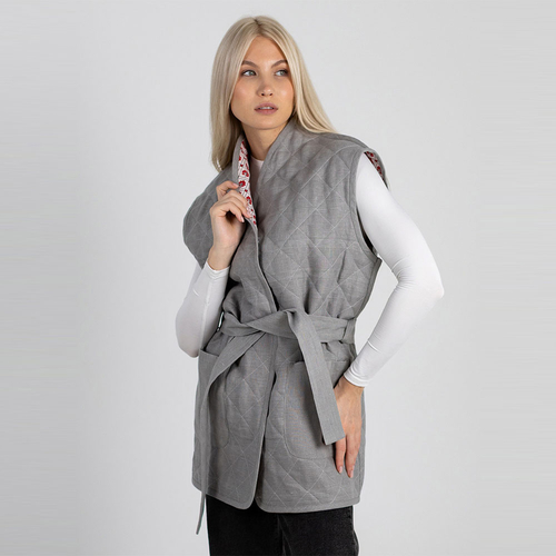 Жилет стеганый из льна 278Ш/серый - Изображения 2