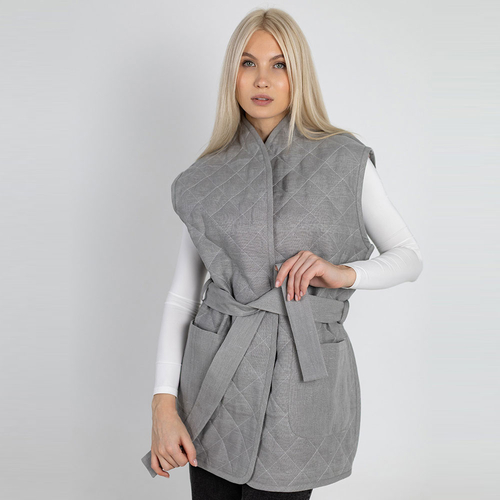 Жилет стеганый из льна 278Ш/серый - Изображения 3