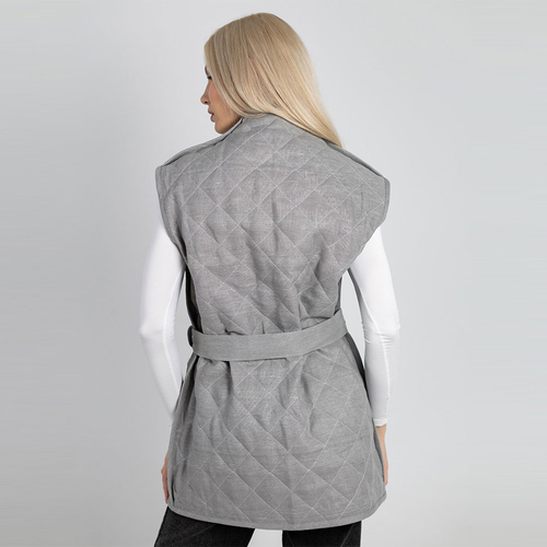 Жилет стеганый из льна 278Ш/серый - Изображения 4