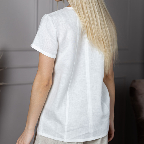 Кликните для увеличения изображения Блуза льняная 252Ш/белый - Изображения 3