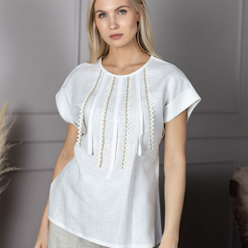 Блуза льняная 257Ш/белый - Фото товара