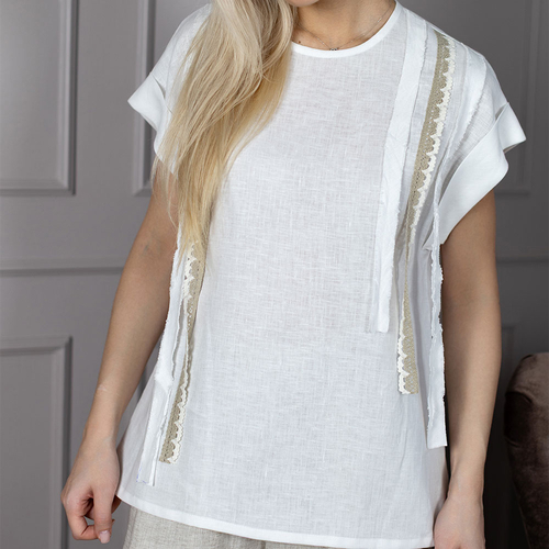 Блуза льняная 258Ш/белый - Изображения 2