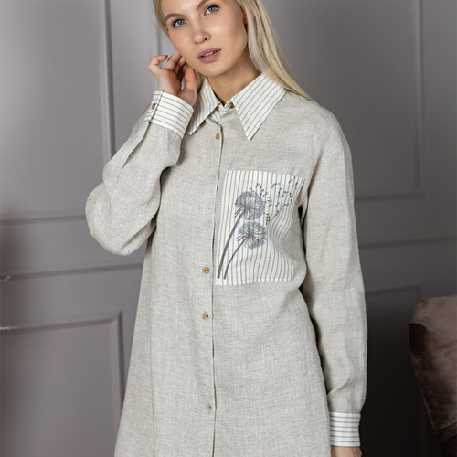 Кликните для увеличения изображения Рубашка из полульна 45Ш/серый - Изображения 2