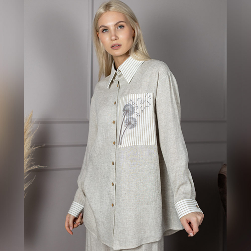 Кликните для увеличения изображения Рубашка из полульна 45Ш/серый - Изображения 3