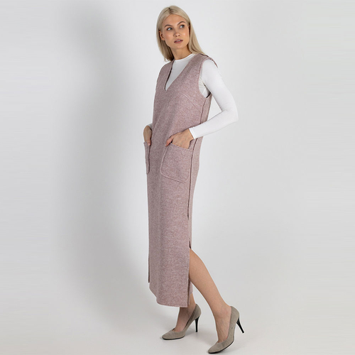 Платье-сарафан из вареной шерсти 275Ш/розовый - Изображения 3