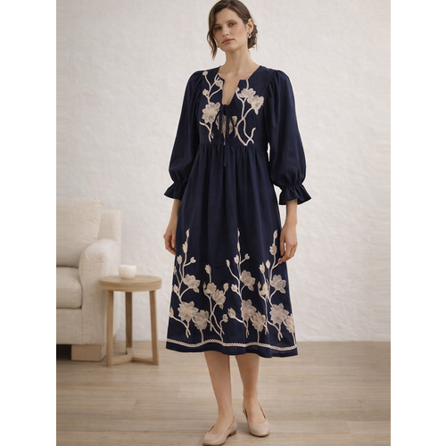 Платье из льна и хлопка ш2489-25 - Фото товара